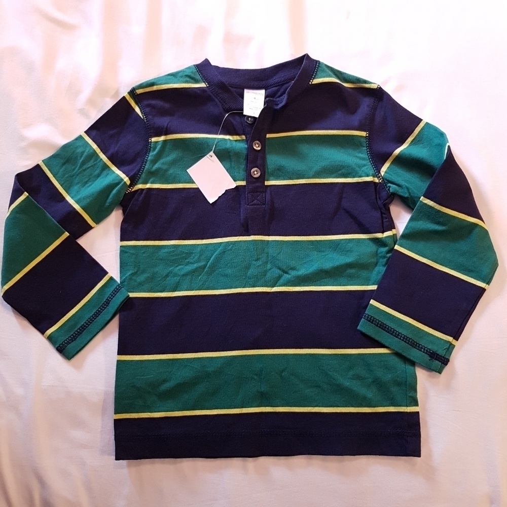 Gymboree boys outlet green & blue stripe size 4 shirt NWT